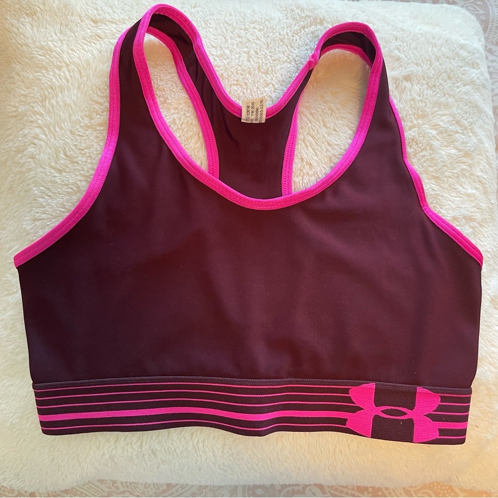 Under Armour Maroon and Pink Medium-Impact Sports Bra